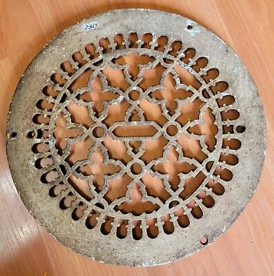 Antique Vtg Old Cast Iron Round Heat Wall Floor Grate Cold Air Return Vent  • $89