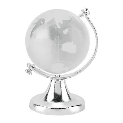 Mini Crystal Sphere 6.5x4cm World Map Globe Decor Gift Desktop Ornament Silver • $16.64