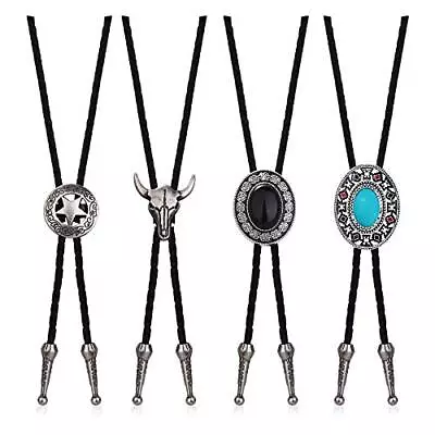 4 Pack Bolo Tie Western Cowboy Leather Necktie For Men Women • $20.18