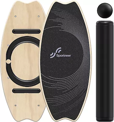 Wooden Balance Board With Adjustable Stoppers: 7 Modes Wobble Board With Roller • $99.05