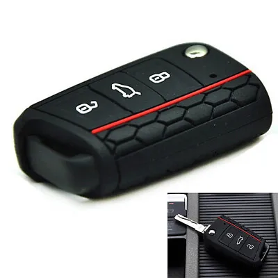 $2.58 • Buy Black Car Key Case Silicone Remote Key Holder Cover For Volkswagen VW Golf 7 Mk7