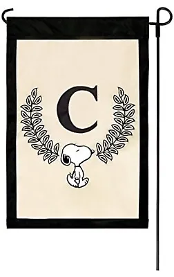 Peanuts Snoopy Monogram  C” Applique Garden Flag 12”x 18” • $12.99