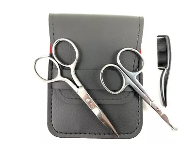 Mens 3 Piece Facial Grooming Kit Scissors And Comb For Mustache And Beard • $14.95