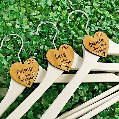 £1.95 • Buy Personalised Wedding Hanger Tags, Party Wooden Heart Laser Engraved Coat Bride