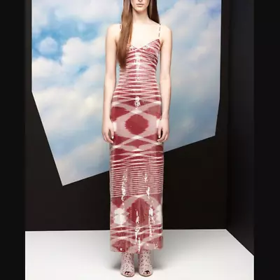 Missoni Resort 2013 Red White Sequin Maxi Dress Size IT 46/10 • $495