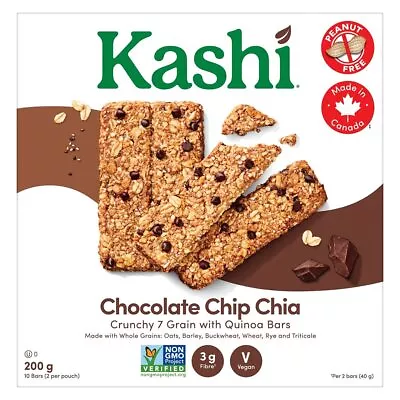 Kashi Seven Grain With Quinoa Bars Chocolate Chip Chia Non-GMO 200g/7.1oz Box • £12.25