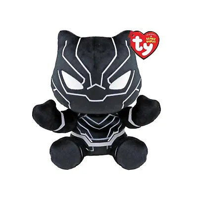 Original Ty Beanie Black Panther Marvel 6  Plush Brushed Fabric Soft Toy 44000 • £10.15