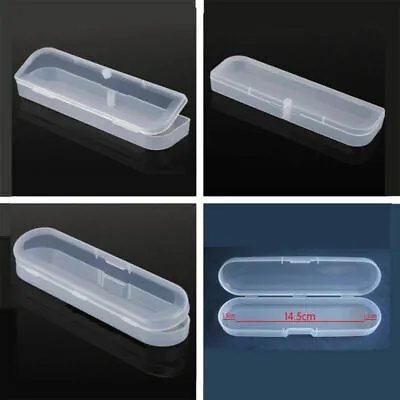 Clear Transparent Plastic With Lid Storage Box Container Pencil Case Portable • £3.82