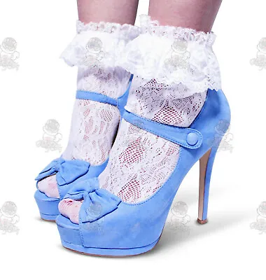 $9.95 • Buy Pinup Kitty Vintage Lace Ruffle Ankle Socks - Schoolgirl Cosplay Kawaii Maid
