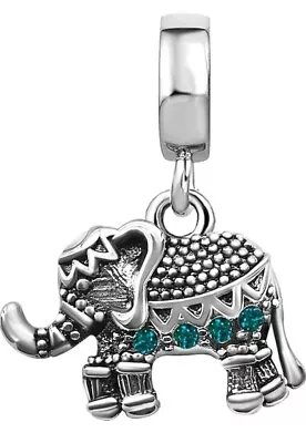 Aquamarine Elephant Animal Birthday Birthstone Dangle Women Bead Charms Gift • $14.99