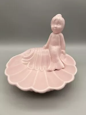 Vintage Ceramic Mermaid Shell Pink Dish Nautical Seashell • $39.99