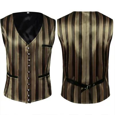 Steampunk Victorian Gothic Men's Waistcoat Vest Halloween Cosplay Costume Retro • £22.79