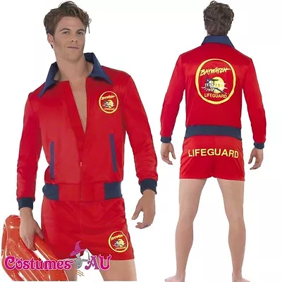 Mens Baywatch Lifeguard Costume Short Jacket Licensed Beach Costume Outfit • £29.77