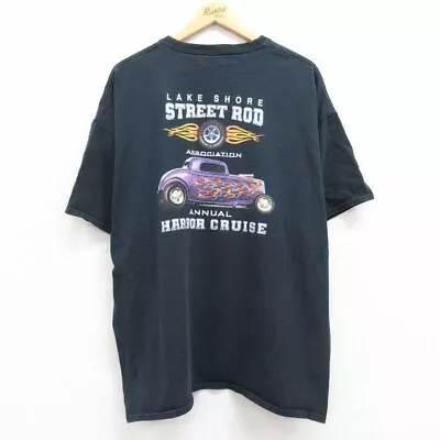 Xl/Used Short Sleeve Vintage T-Shirt Men'S 00S Car Hot Rod Street Large Size Cot • £125.52