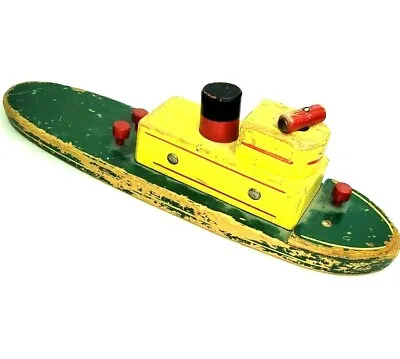 Vtg Seaver Toy Co Burbank Calif 1950's Wood Tugboat 13 5/8 L • $35