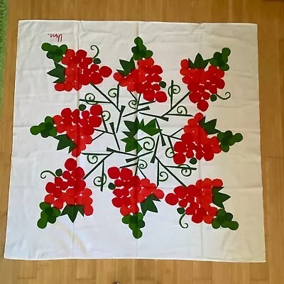 Vera Neumann Tablecloth VINTAGE Cotton 51X49  Red Green Grapes On White VGC • $50.06