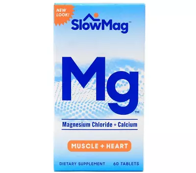 SlowMag Mg Muscle + Heart Magnesium Chloride With Calcium Supplement 60 Count • $9.99