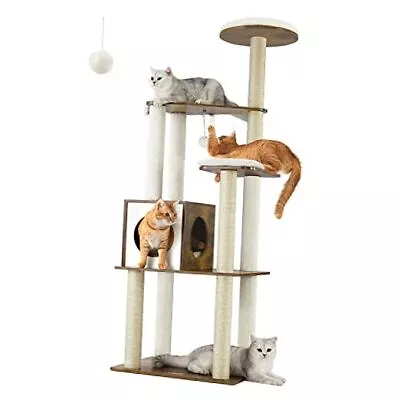  WoodyWonders Cat Tree 65-Inch Modern Cat 22.8 X 15.7 X 65 Inches Rustic Brown • $119.73