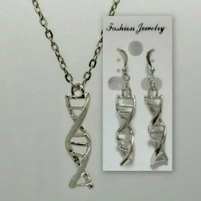 DNA DOUBLE HELIX EARRINGS NECKLACE OR SET Science Nerd Gift NEW Molecule Jewelry • $7.95