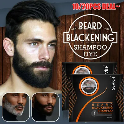 20-10PCS Men's Simple Mustache And Beard Hair Color Dye 5 Minute Black Fast Dye • $11.65