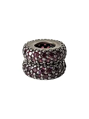 Pandora Sterling Silver  & Pink Pave Crystal Charms Spacer Beads Pair (2) • $57.75