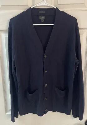 J.Crew Mens Sz Large Slim Fit Cardigan Sweater Italian Merino Wool Pockets READ • $12.99