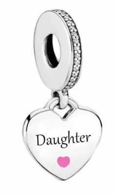 Daughter Charm Heart Dangle Genuine 💜 925 Sterling Silver Gift • £16.99