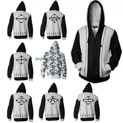 Hoodie Anime BLEACH Zaraki Kenpachi Casual Hooded Jacket 3D Coat Cosplay Costume • $34.06