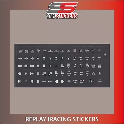 BLACK Replay Stickers For Car Simulator Keyboard/Button Box/Wheel IRacing/AC • £6