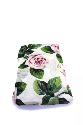 Dolce & Gabbana Womens White Pink Rose Print Fringe Edge Scarf • $249.99