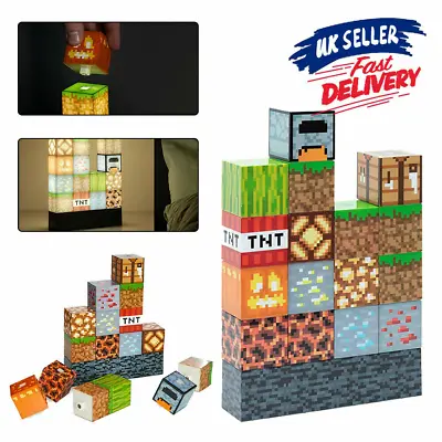 Minecraft Building Block Light -Desk Lamp Bedroom Ningt Kids Sleeping Light • £10.49