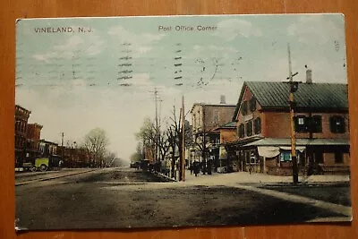 Post Office Corner Vineland NJ Postcard Pmk 1908 • $4.50