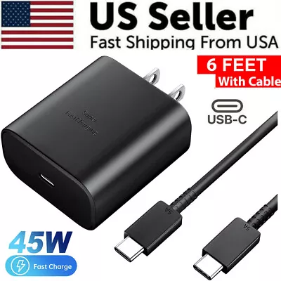 45W USB-C Super Fast Wall Charger 6FT Cable For Samsung Galaxy S20 S21 S22 S23 • $4.32