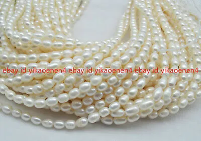 Real Natural 8-9mm Freshwater Cultured Rice White Pearl Loose Beads 15   • £10.79