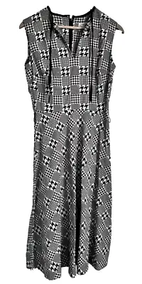 Vtg Dress Horrockses Sz 12 Black White Dog Tooth Grannycore Cottage Gift 50s 60s • £93.90