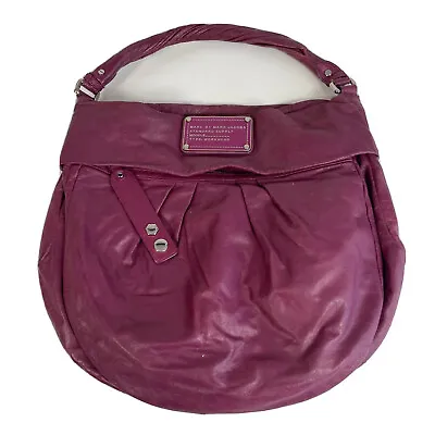 Marc By Marc Jacobs Purse Leather Shoulder Bag Hobo Purple Pink L Pocket Zipper • $72.77