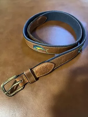 Dolphin Mahi Mahi Saltwater Fish Men's Leather/Canvas Belt (Men's 38) • $15