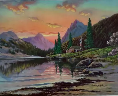 Vintage 1957 Frederick D. Ogden Cabin Art 8x10 Litho Print Mountain Twilight • $9.99