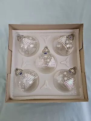 VTG 5  German Blown Glass Christmas  Ornaments Clear White  • $5.99