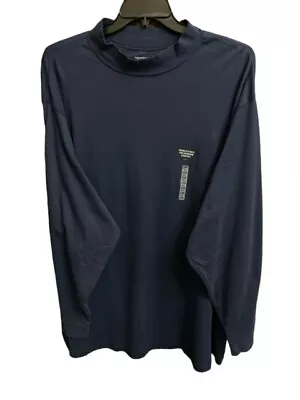 Roundtree & Yorke Shirt 3XB Navy Blue Mock Turtleneck Seamless Neck Long Sleeve • $10.23