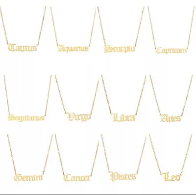 12 Horoscope Zodiac Necklaces | Star Sign Gold Chain Jewellery | Ladies/Women • £4.50
