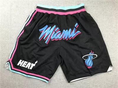 City Edition Miami Heat Basketball Shorts Pants Stitched Black-* • £20.80
