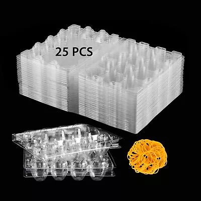 25 Pack Clear Plastic Quail Egg Cartons Empty Eggs Tray For Refrigerator • $19.76