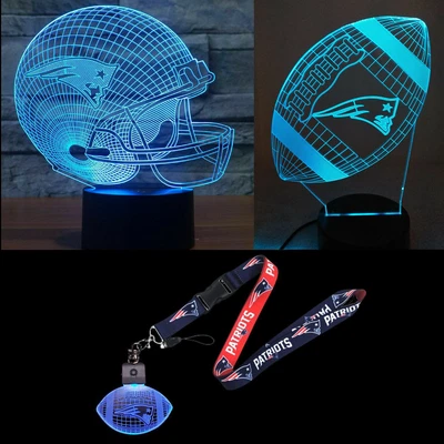 $19.75 • Buy New England Patriots 3D Football, Helmet, Lanyard & Key  Combo Illusion Lights