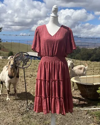 Mikarose Tate Dress Faded Rose Peasant Flowy Dress  NWT  XL • $30