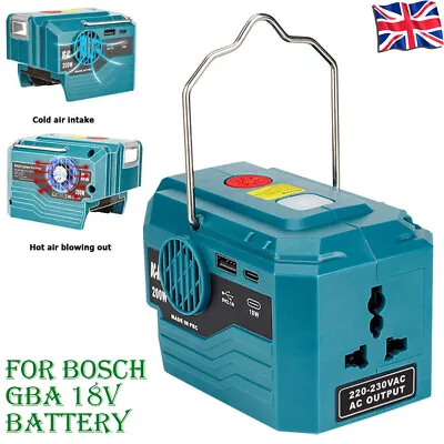 200W Power Inverter Converter To AC 220V Power Bank Charger For Bosch GBA 18V • £37.99