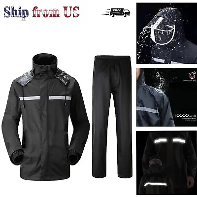 Rain Suit For Men Women Jackets Pant Gear Waterproof Motorcycle Hivis • $18.99