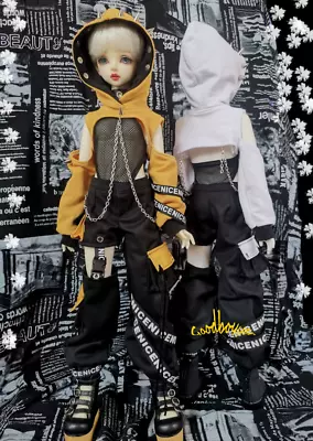 1/6 1/4 1/3 Uncle ID BJD PUNK Clothes Cropped Hoodie+Gauze Bodysuit+Cargo Pants • $51.29