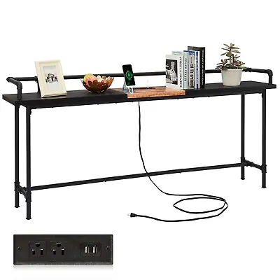 Console Table With Charging Station Sofa Entryway Long Side Storage Shelf Table • $113.39