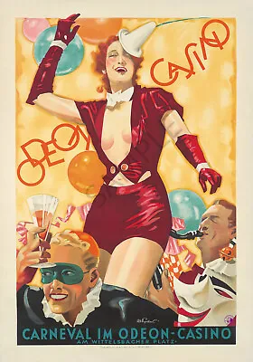 Vintage German Cabaret Poster Art Deco 1930s Night Club Munich Germany A3 A4 • £5.99